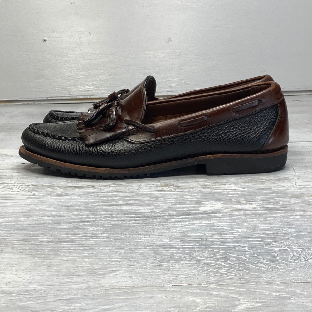 Allen Edmonds Nashua Tassel Loafers Mens 11 B Brown Black Kiltie Moc Toe USA
